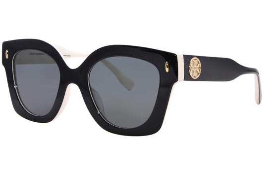 Tory Burch TY 7201U 198887 Black/Ivory Plastic Irregular Sunglasses Grey Lens