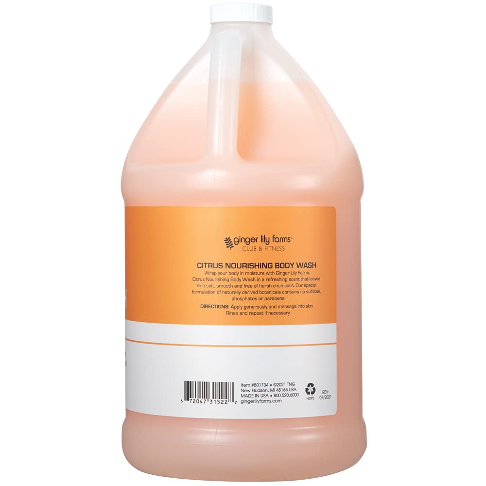 Ginger Lily Farms Club & Fitness Nourishing Body Wash, 100% Vegan & Cruelty-Free, Citrus Scent, 1 Gallon Refill (Pack of 4) Beauty & Personal Care Ginger Lily Farms