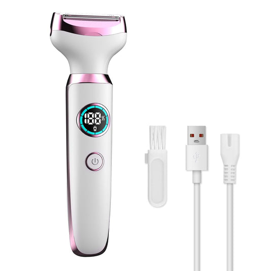 QDKVTNDJZ Electric Shaver for Women & Men,Face Trimmer,Body Hair Remover,Bikini,Wet & Dry Painless Shaving, Rechargeable with LED Display(White) Beauty and Personal Care QDKVTNDJZ
