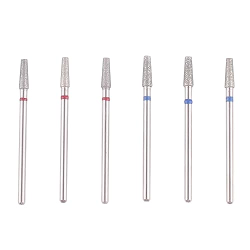 MZCMSL 6pcs Tapered Barrel Cuticle Drill Bits, Pro Diamond Bits for Nail Prep, 3/32 Shank efile Bit (Fine & Medium)