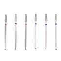MZCMSL 6pcs Tapered Barrel Cuticle Drill Bits, Pro Diamond Bits for Nail Prep, 3/32 Shank efile Bit (Fine & Medium)