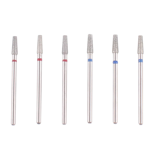 MZCMSL 6pcs Tapered Barrel Cuticle Drill Bits, Pro Diamond Bits for Nail Prep, 3/32 Shank efile Bit (Fine & Medium)