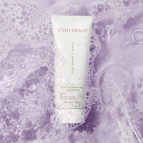 EXUVIANCE 3-in-1 Clarifying Anti-Aging Cleanser 7.2 oz – Salicylic Acid Face Wash for Acne-Prone Skin, Oil Control, Makeup Removal & Exfoliation