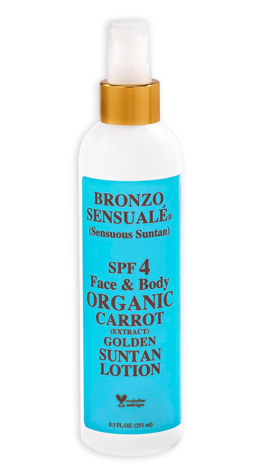 Tanning Lotion with SPF 4 Sunscreen Protection - Organic & Botanical Ingredients for a Sun-Kissed Glow - Moisturizing, Non-Greasy Sun Care Carrot