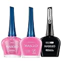 MASGLO Traditional Nail Polish 0.5 Fl. Oz. 3 piece kit with NUTRITIVE ROSE BASE, color EMOCIONAL and TOPCOAT GEL Beauty & Personal Care MASGLO