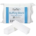 ForPro Professional Collection Super White Buffing Block, 120 Grit, Four-Sided Manicure and Pedicure Nail Buffer, 3.75” L x 1” W x 1” H, 20-Count