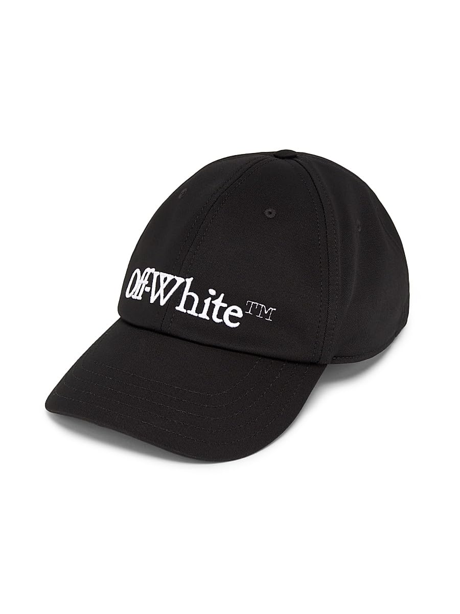 Off-White, Drill Bookish Logo Baseball Cap, Black White