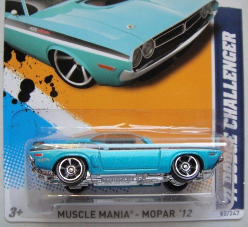 Hot Wheels 2012 Muscle Mania Mopar, Teal '71 Dodge Challenger 2/10