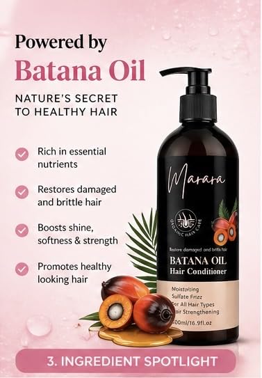 marara Batana Oil Hair Shampoo and Conditioner Set - Herbal Shampoo and Conditioner for Thinning Hair for Women & Men Hair Loss, Hair Thickening