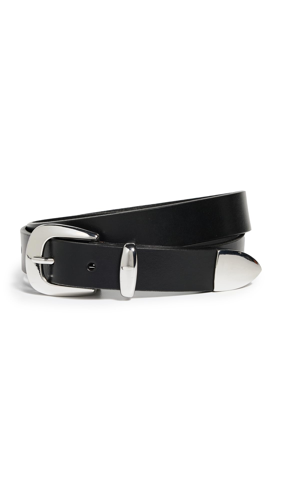 Madewell Women's Skinny Leather Western Belt, True Black, Large
