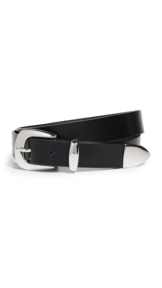 Madewell Women's Skinny Leather Western Belt, True Black, Large