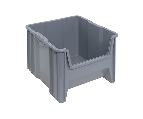 Quantum Giant Hopper Bin, QGH800, 16-1/2"W x 17-1/2"D x 12-1/2"H Gray - Lot of 2