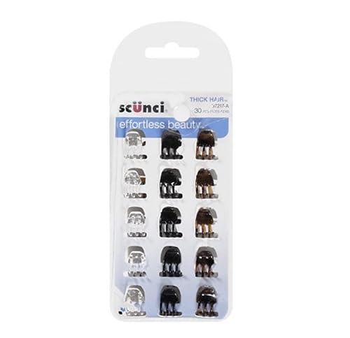 Scunci Effortless Beauty Mini Jaw Clips, 30Count, 0.8 Oz