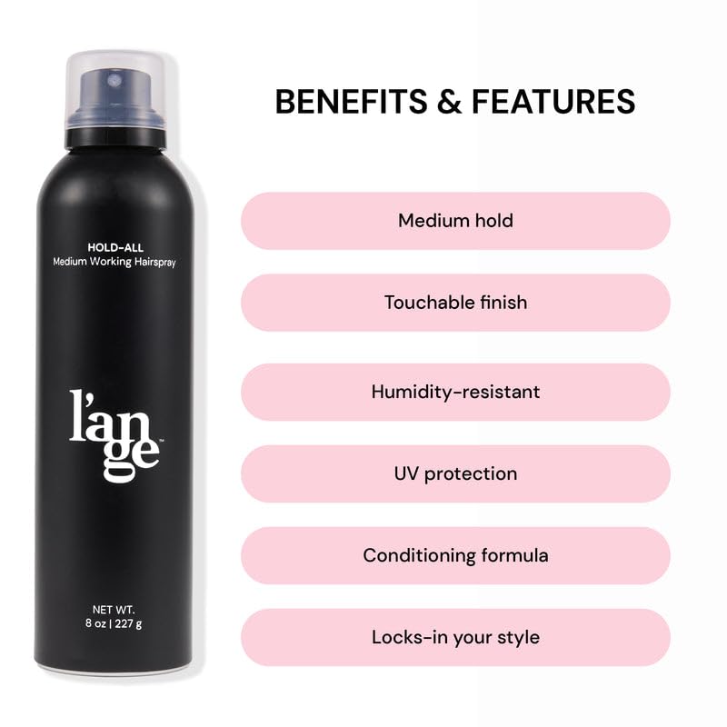 L'ANGE HAIR Hold-All Medium Working Hairspray | Brushable Hairspray | Touchable Finish & Flexible Hold | Hair Sprays For Women | Humidity Resistance