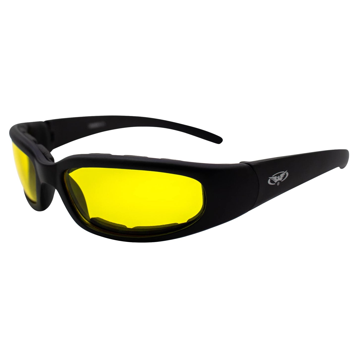 Global Vision Chicago Motorcycle Riding Sunglasses Black Frame w/Yellow Lenses