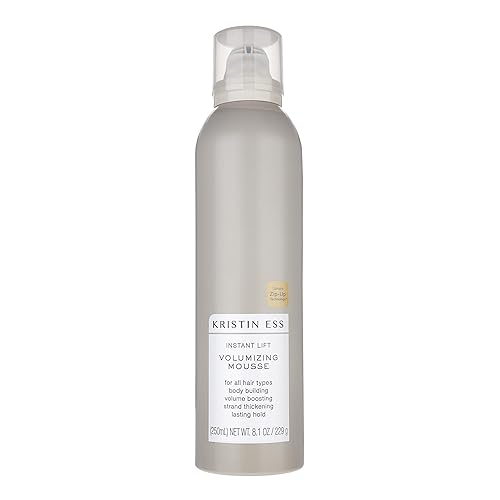 Kristin Ess Hair Instant Lift Volumizing Mousse with Castor Oil - Boosts Volume + Thickens, Body Building, Lasting Hold, Non Sticky, For Curly, Wavy +