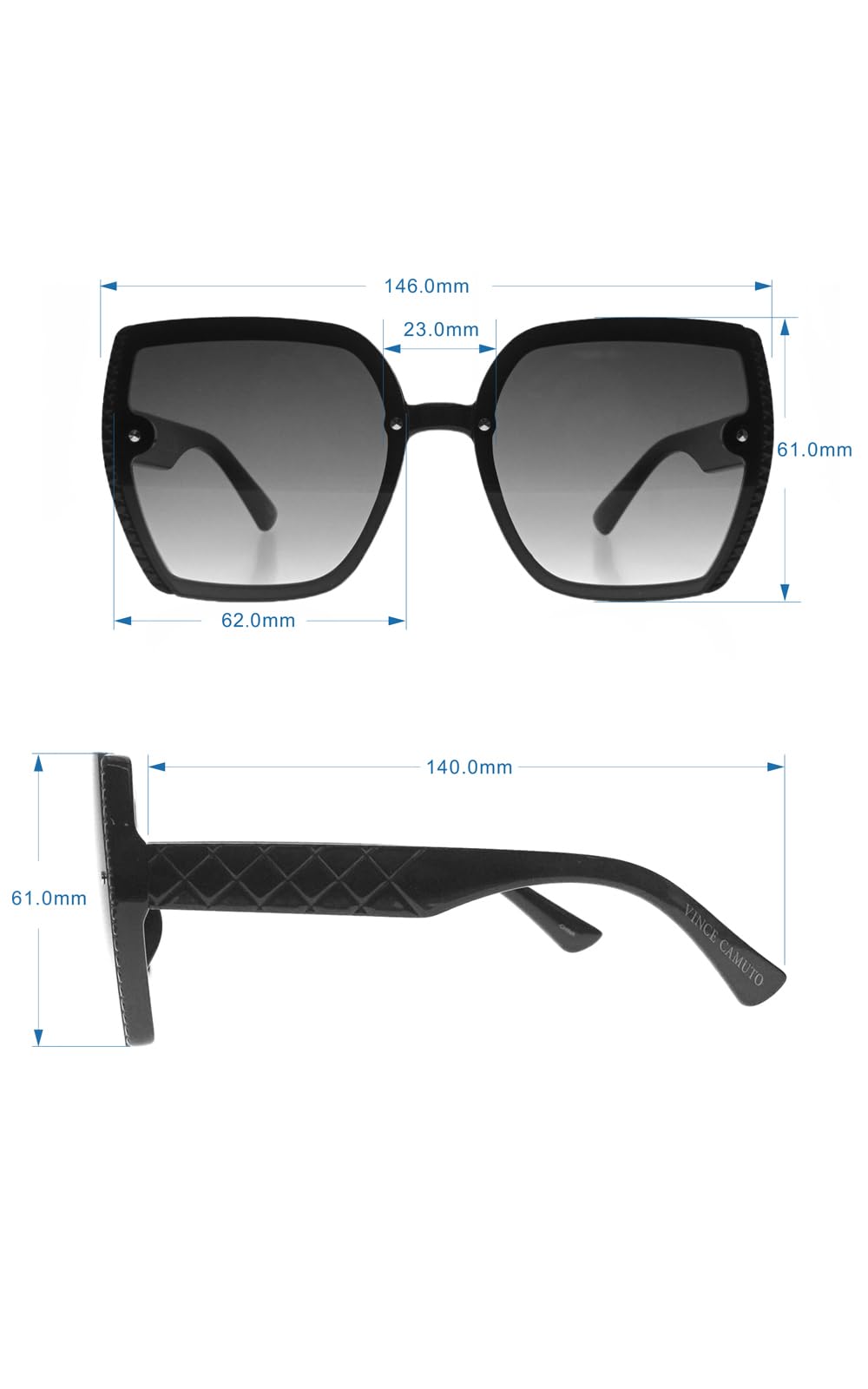 Vince Camuto Women's VC1064 Oversized 100% UV Protective Square Sunglasses. Luxe Gifts for Her, 62 mm, Tortoise