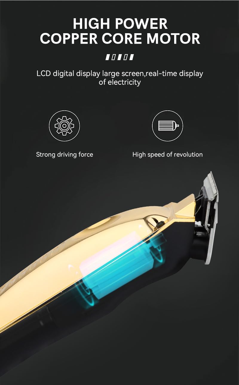 Professional Hair Trimmer for Men,High Power Motor Cordless Clippers and Trimmers Set with LCD Digital Display and 4 Guide Combs, Rechargeable Beauty and Personal Care QDKVTNDJZ
