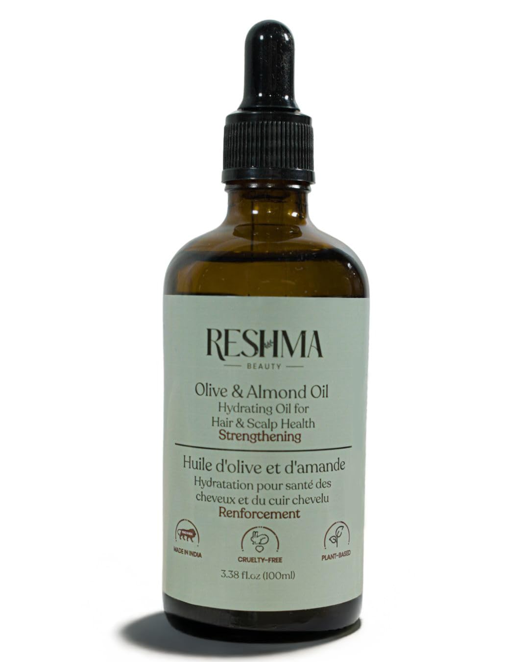 Reshma Beauty Olive & Almond Henna Infused Strengthening Oil with Glass Dropper - 100% Pure, Organic & Cold Pressed Multi-Purpose Hydrating Oil
