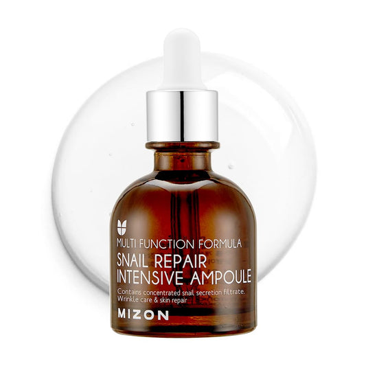 MIZON Snail Repair Intensive Ampoule with Snail Mucin, Hyaluronic Acid & Vitamin E - Hydrating & Wrinkle Care Serum for Skin Elasticity & Repair (1.01