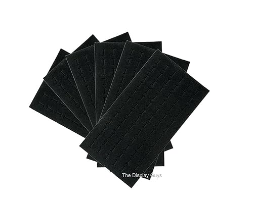 TheDisplayGuys - 6-Pack Deluxe Black Velvet Jewelry Ring Display Foam Pad Insert - 72 Slots Holder - 14x7 Full Size