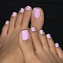 Outyua Solid Square Fake Toenails Matte Press on Toenails Purple Short Acrylic False Toes Nails Artificial Beach Summer Full Cover Toenail for Women