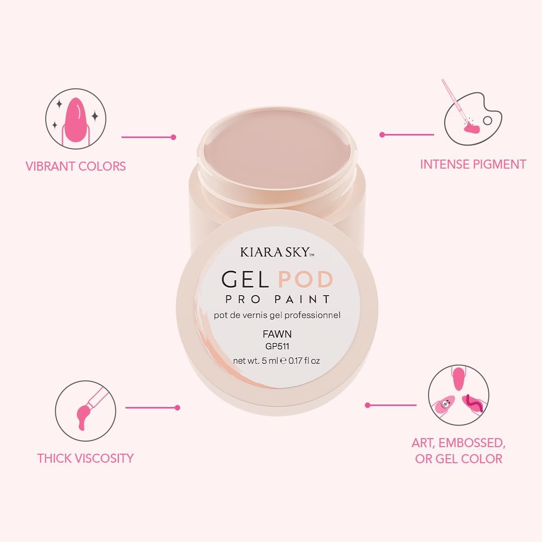 KIARA SKY Professional Nails Gel Art Pod - Ultra Pigmented Gel Art Paints (Fawn) Light Beige Beauty & Personal Care KIARA SKY