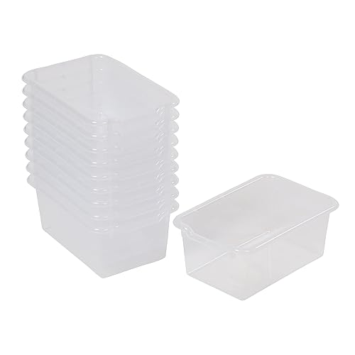 ECR4Kids Scoop Front Storage Bins, Multipurpose Organization, Clear, 10-Piece