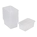 ECR4Kids Scoop Front Storage Bins, Multipurpose Organization, Clear, 10-Piece