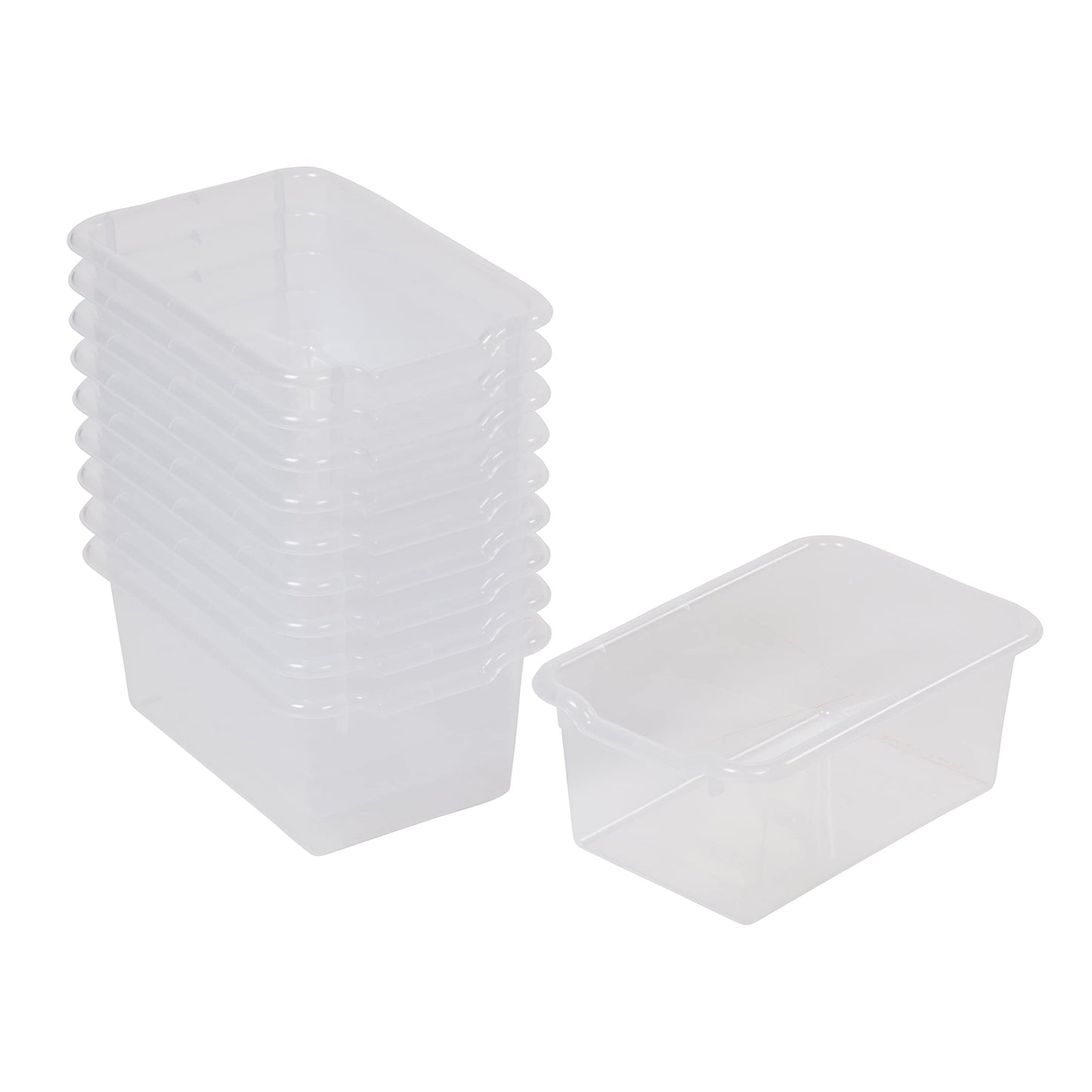 ECR4Kids Scoop Front Storage Bins, Multipurpose Organization, Clear, 10-Piece