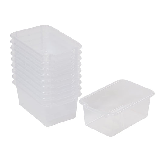 ECR4Kids Scoop Front Storage Bins, Multipurpose Organization, Clear, 10-Piece