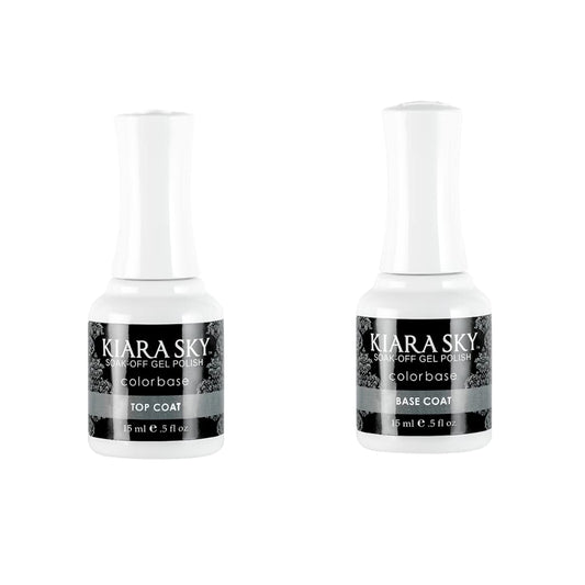 KIARA SKY Gel Polish Top Coat 0.5 fl oz + Base Coat 0.5 fl oz Duo | Soak Off Formula