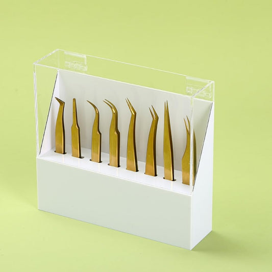 LIXIMMAZN Dust-proof 8 Holes Tweezers Holder, Eyelash Extensions Supplies Acrylic Display, Acrylic Rack Storage Eyelash Extension Tools with Dust