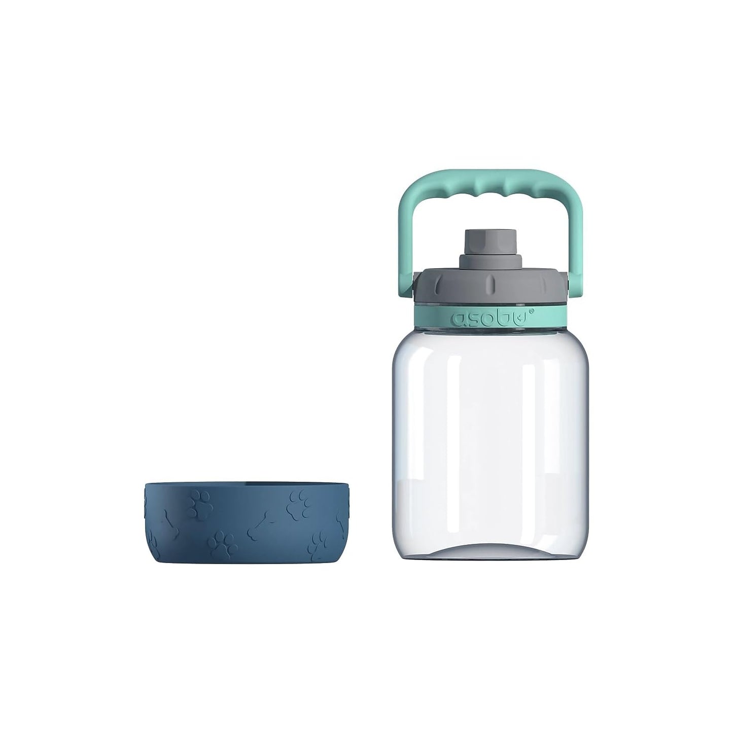 Asobu Buddy Bottle a Stainless Steel Insulated Water Bottle for with Removable Dog Water Bowl and Dog Food and Treat Storage Bowl (Blue, 50 Ounce)