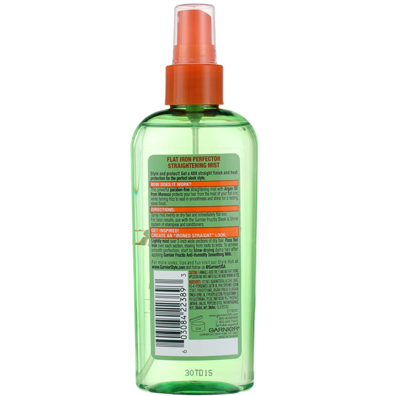 Garnier Fructis Style Sleek & Shine Flat Iron Perfector Straightening Mist 6 oz (Pack of 2)
