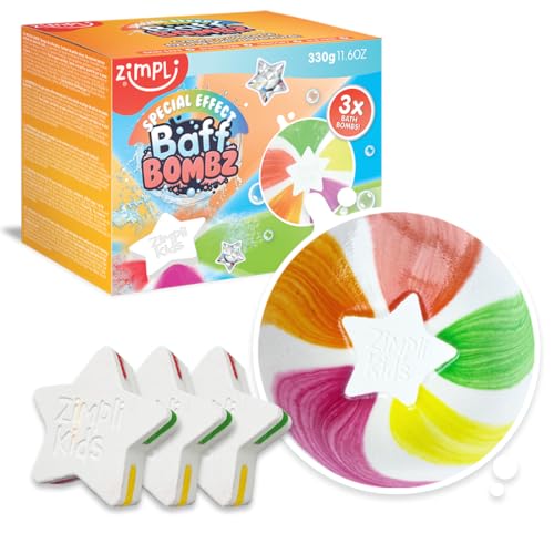 3 x Star Bath Bomb from Zimpli Kids, Create a Fizzing Bath Time Adventure Children’s Baff Bombz, Certified Biodegradable and Vegan Friendly Gift