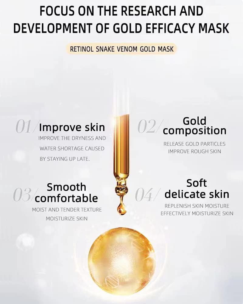 Retinol Snake Venom Gold Peel-Off Mask 100g – Anti-Aging Face Mask to Reduce Wrinkles, Fine Lines, Acne & Minimize Pores, Moisturizing