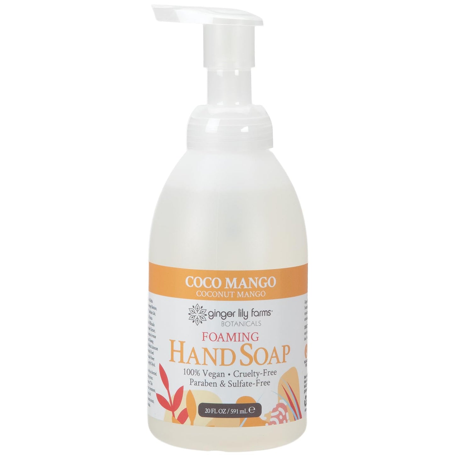 Ginger Lily Farms Botanicals All-Purpose Foaming Hand Soap Refill, Coco Mango, 100% Vegan & Cruelty-Free, Coconut Mango Scent, 20 Fl Oz (Pack of 8)