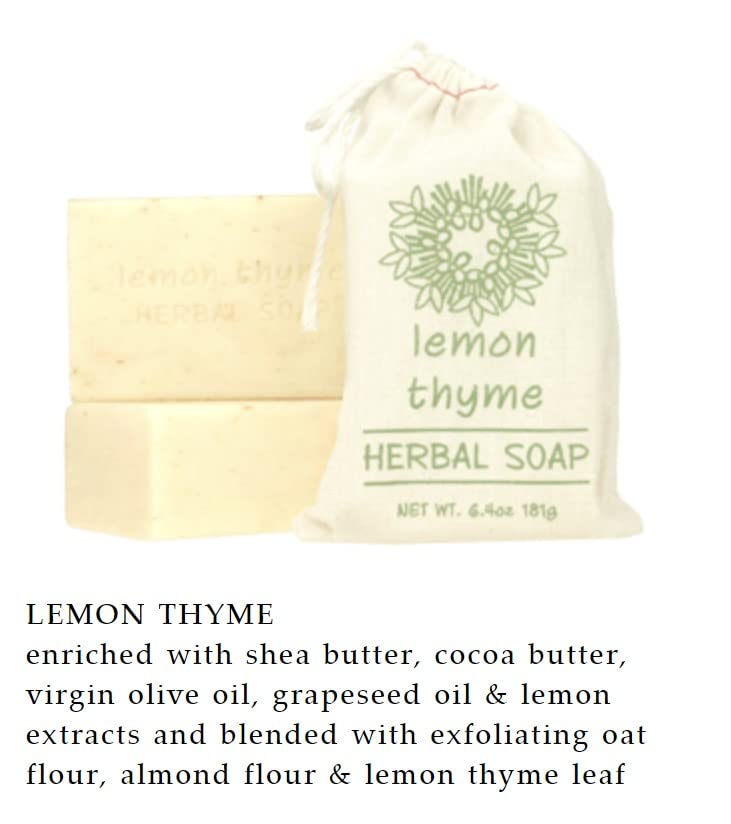 Greenwich Bay Trading Co. Herbal Bar Soap Set, 6 Scents, 6.4 Oz Each - Lemon Thyme, Lavender Sage, Vanilla Bourbon, Tobacco Flower, Honey Chamomile
