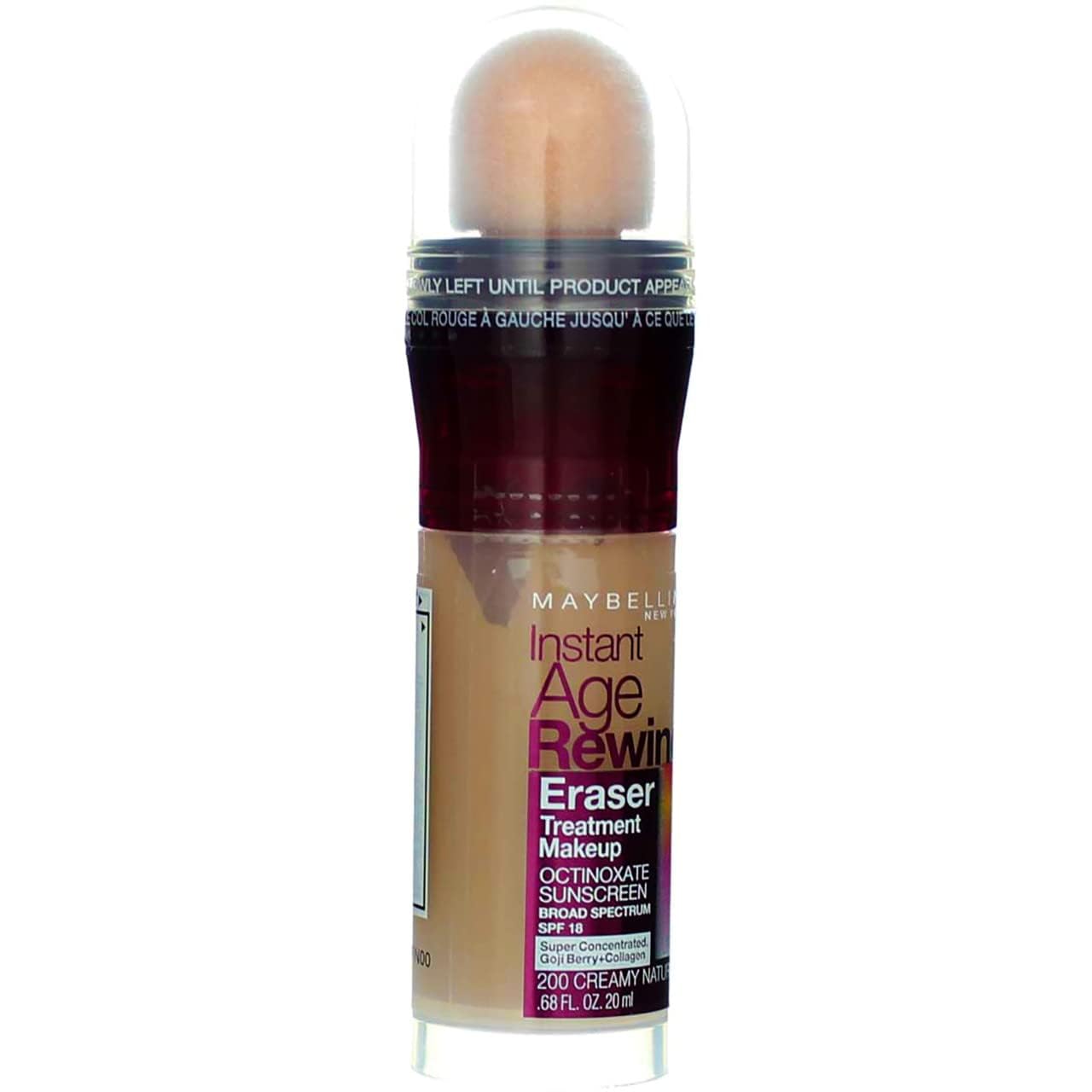 Maybelline Instant Age Rewind Eraser Treatment Makeup, Creamy Natural 200, SPF 18, 0.68 fl oz (Pack of 1)