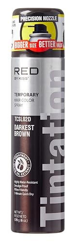 Red by Kiss Tintation Temporary Hair Color Spray, Instant Gray Root Touch Up Coverage, Water-Resistant & Smudge-Proof, Easy Wash Out, Barber