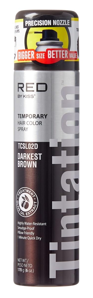 Red by Kiss Tintation Temporary Hair Color Spray, Instant Gray Root Touch Up Coverage, Water-Resistant & Smudge-Proof, Easy Wash Out, Barber