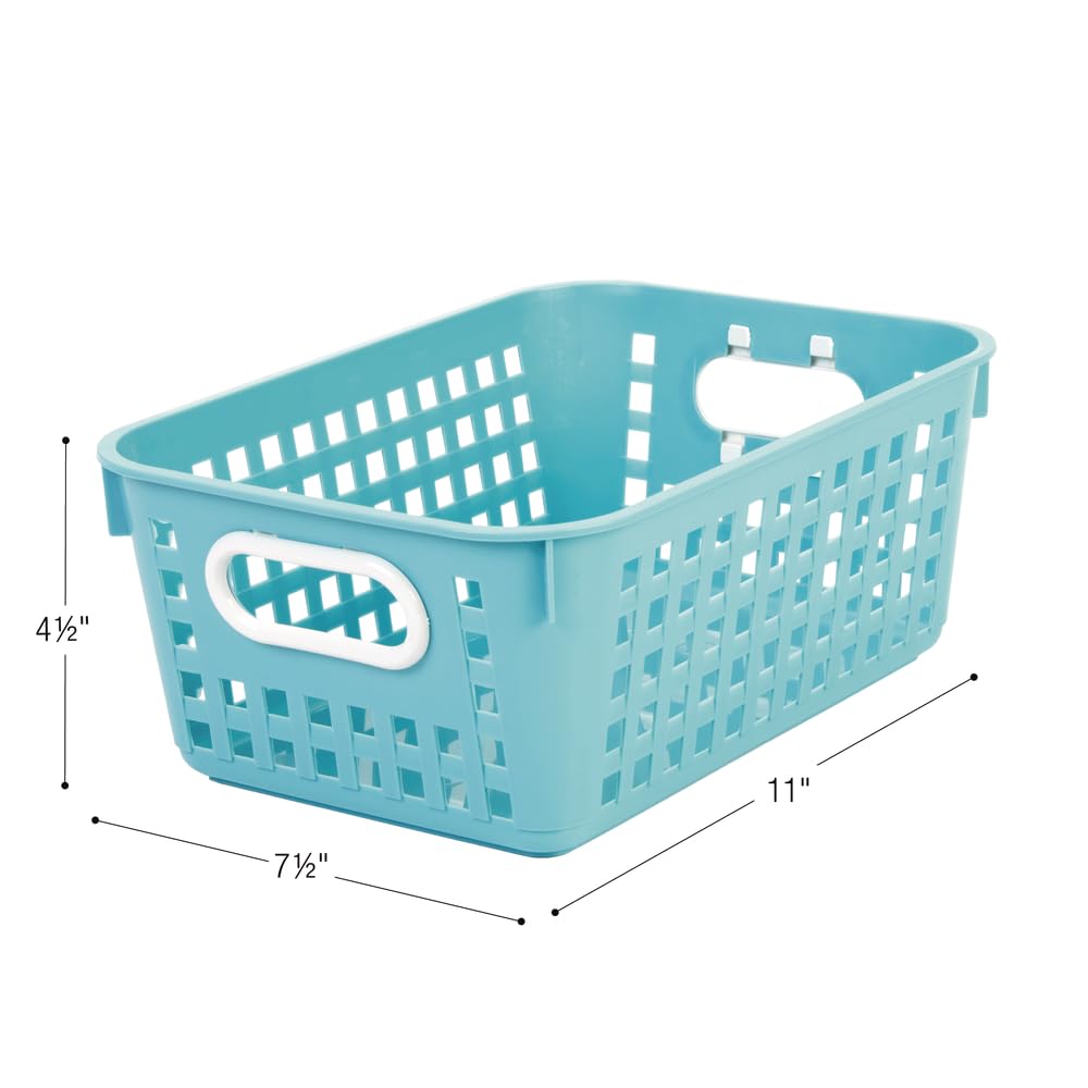 Really Good Stuff Medium Plastic Book Baskets, 11" by 7?" by 4?" - 6 Pack, Water | Versatile Storage Solution for Classroom, Home and Office l Toy…