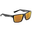 Flying Fisherman Swirl Rectangular Polarized Sunglasses, Matte Black Frame/Amber-Red Mirror Lens, Medium