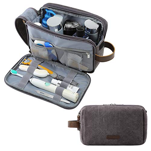 BAGSMART Toiletry Bag for Men, Canvas Travel Toiletry Organizer Dopp Kit Water-resistant Shaving Bag for Toiletries Accessories,Grey-Medium Beauty and Personal Care BAGSMART Default Title