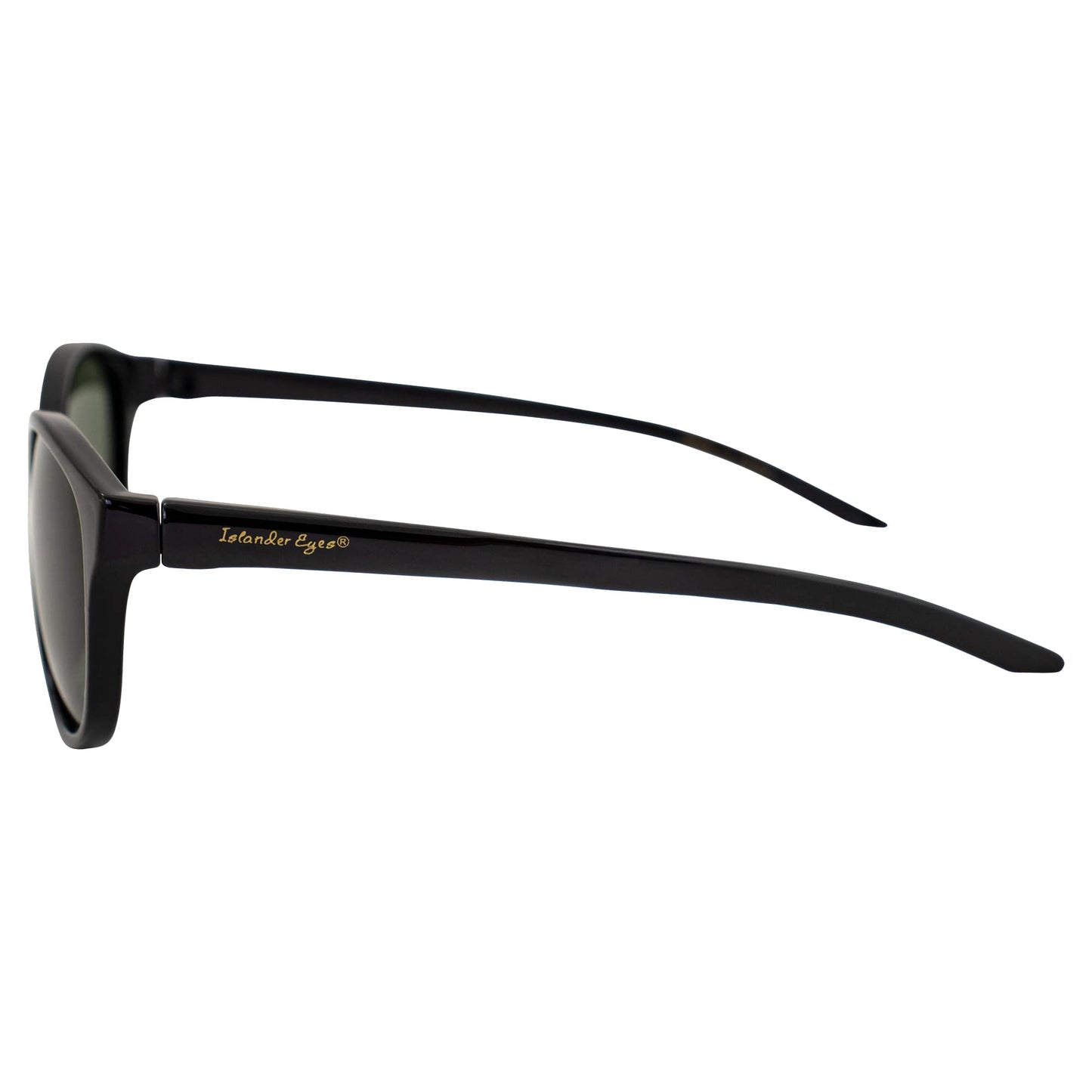 Islander Eyes Gili Polarized Sunglasses for Women Retro Style Black Frame w/G15 Green Lens