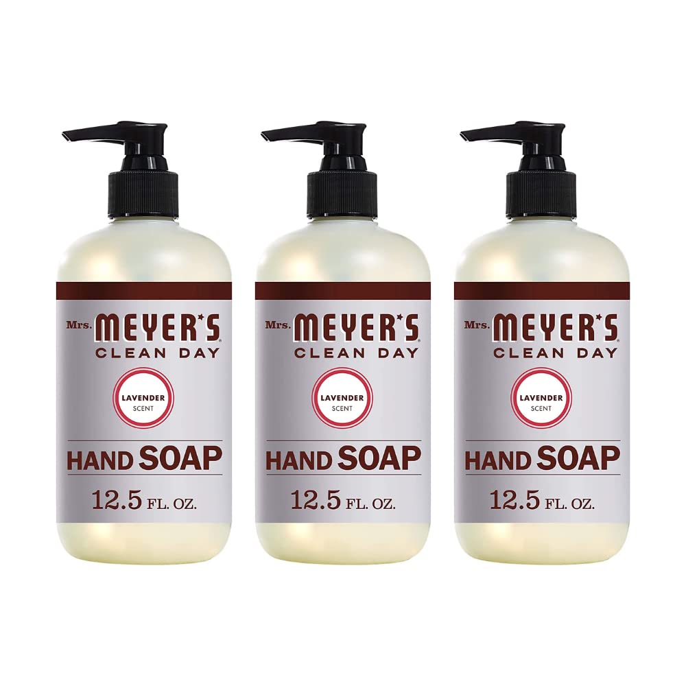 Mrs. MEYER'S Hand Soap Lavender 12.5 Ounce Pump (370ml) (3 Pack)