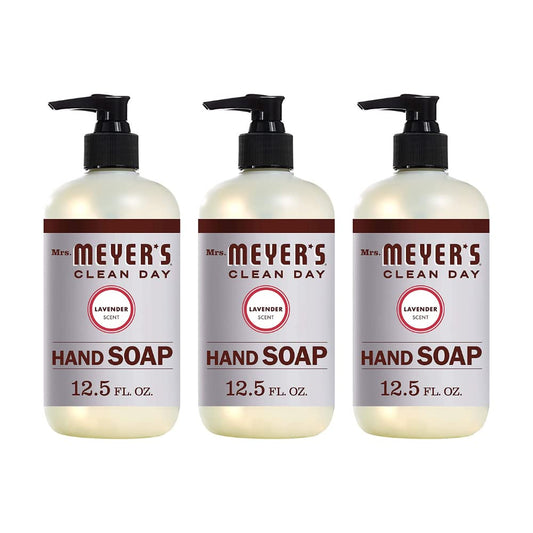 Mrs. MEYER'S Hand Soap Lavender 12.5 Ounce Pump (370ml) (3 Pack)