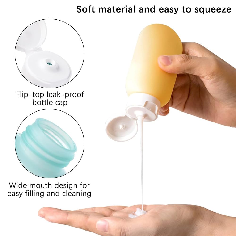 ZLSSETEC 12pack Travel Bottles for Toiletries, TSA Approved Travel Size Toiletries Containers, Travel Bottles Set with Labels Leakproof Squeezable