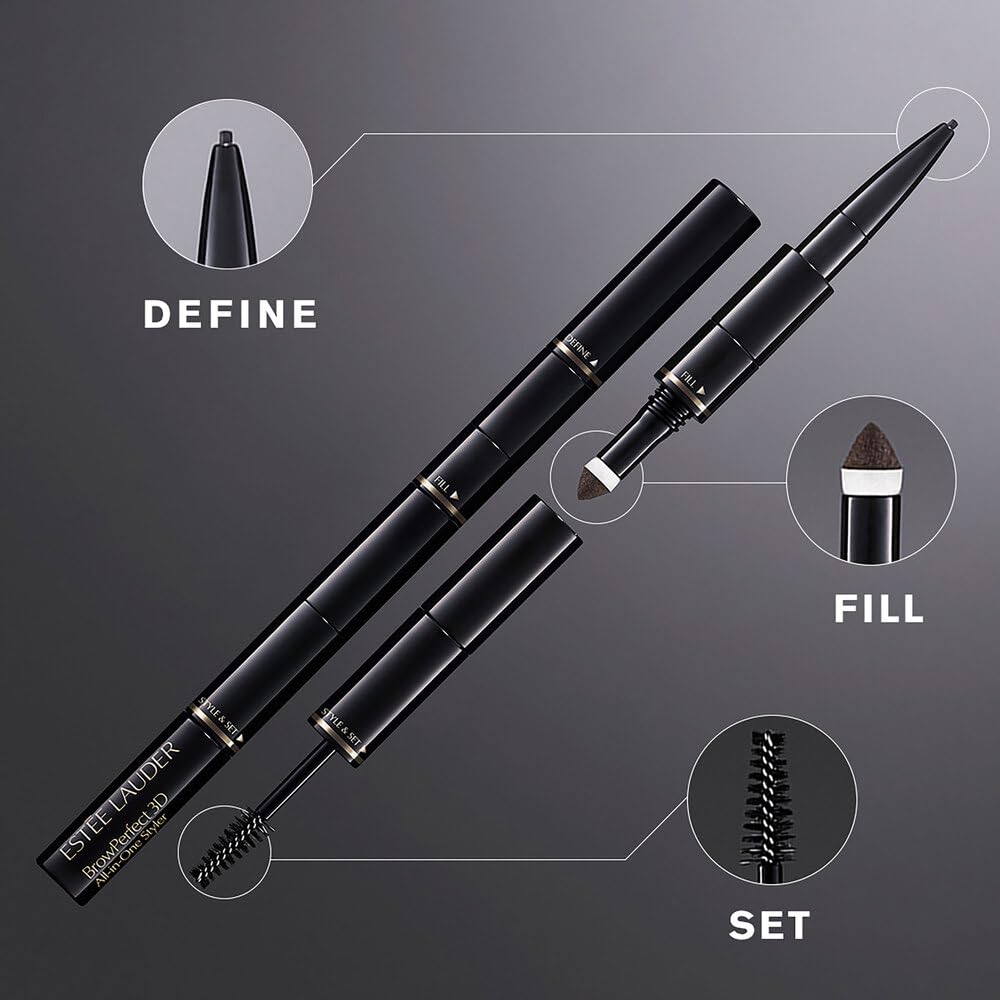 Estée Lauder BrowPerfect 3D All-In-One Styler with Eyebrow Gel, Pencil & Powder plus Spooled Brush, Blackened Brown